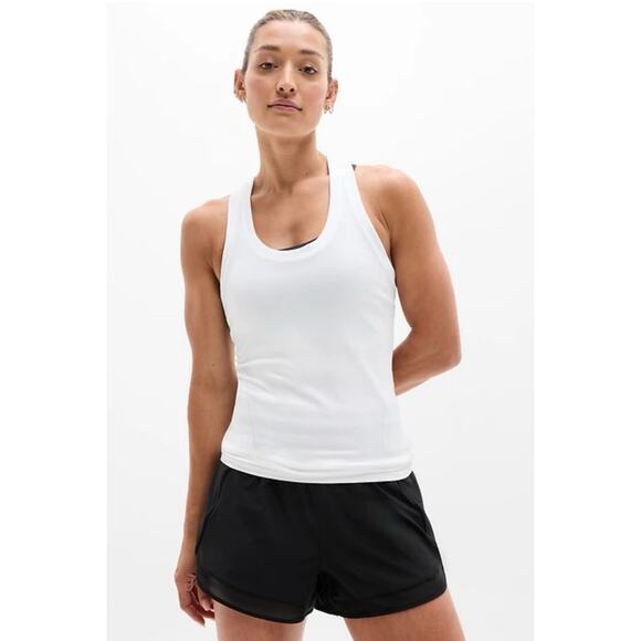 Athleta Momentum Seamless Racerback Tank Ribbed Shimmer Gold Active Top Sz M - Picture 7 of 7